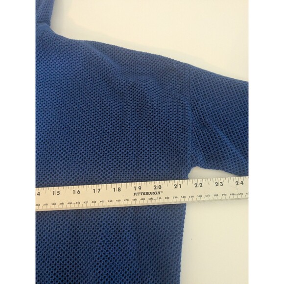 Sweaty Betty Mesh Knit Hoodie Womens M Blue Quartz Drawstring Hem Exercise Cover - Picture 7 of 7